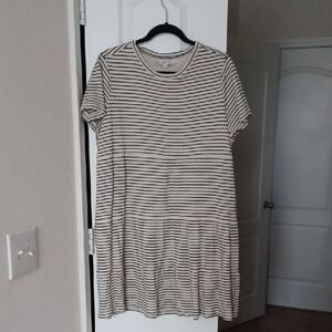 LOFT Black and White Striped Mini Dress